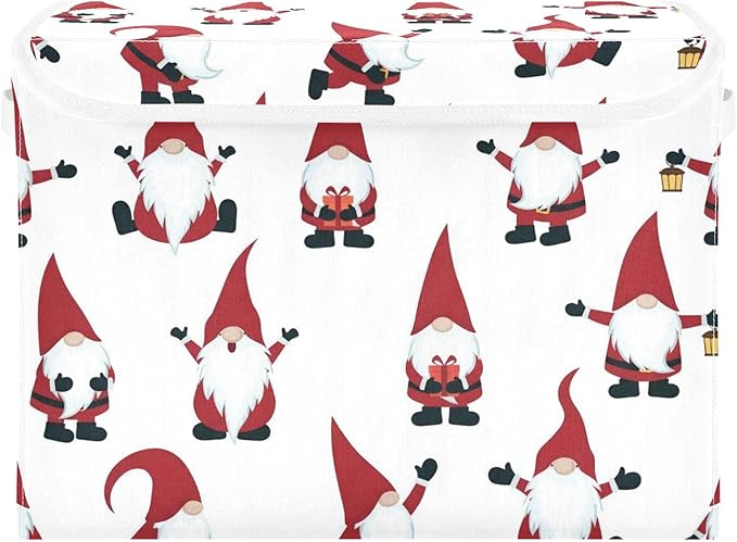 senya Christmas Baskets Collapsible Storage Bins with Lids Christmas Gnomes Storage Boxes Clothes Baskets for Organizing