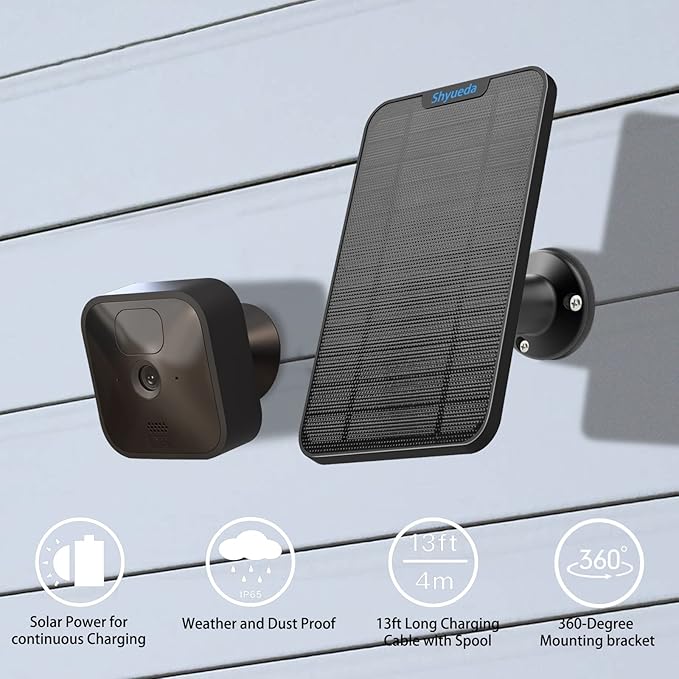 4W Solar Panel Charging Compatible with Blink Outdoor(3rd Gen)/xt xt2 Camera with 13 ft Waterproof Charging Cable IP65 Weatherproof Includes Secure Wall Mount(2-Pack)