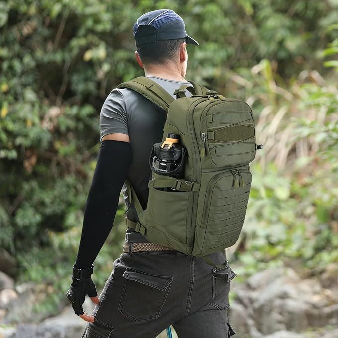 HUNTVP Tactical Backpack for Men 35L Military Backpack MOLLE 1000D Army Daypack 3 Day Bug Out Bag for Work Camping Hiking Outdoor Army Green