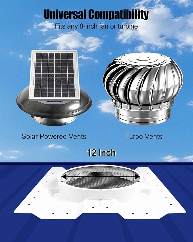 1pcs 12 Inch Container Roof Vent Adapter Multifunctional Roof Ventilation System Adapter Compatible with Conex Container for Whirlybird Turbine Vent and Solar Roof Fan