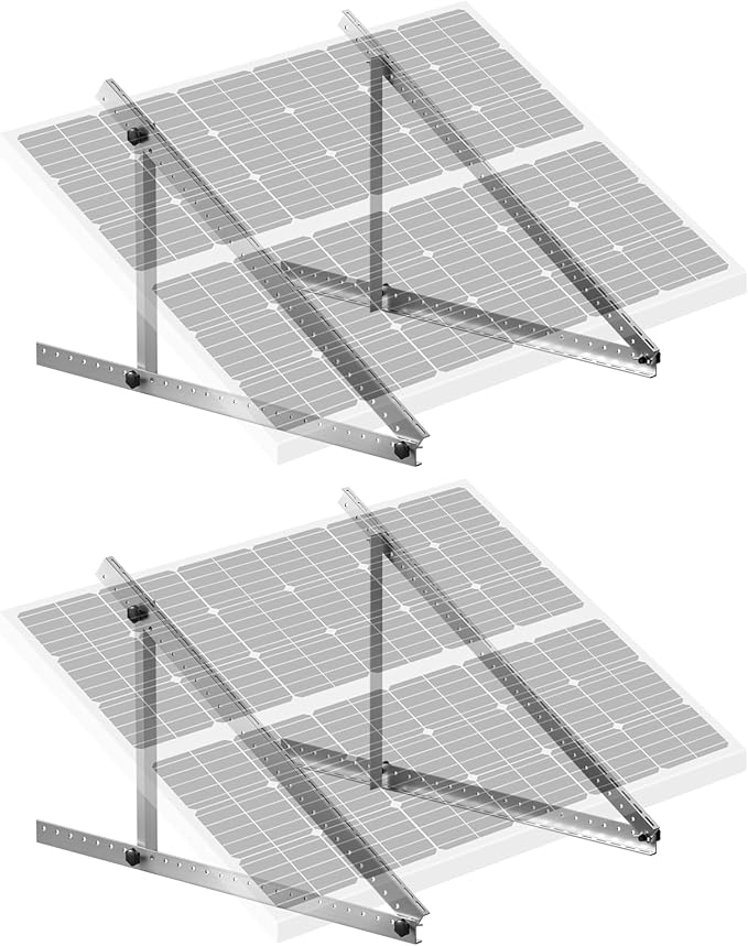 VEVOR 2 Sets Solar Panel Mounting Brackets - 45-Inch 0 to 90 Adjustable Tilt Mounts Support 100-400W Solar Panels Lightweight Aluminum Brackets with Folding Tilt Legs for RV Boat Off-Grid