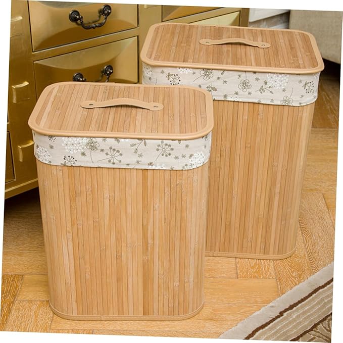 LABRIMP Large Woven Laundry Basket Lid Storage Bucket for Clothes Folding Cover Design