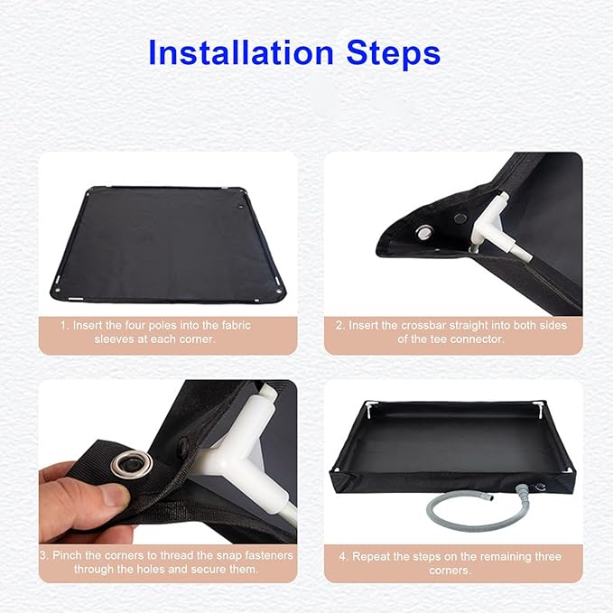 31.5x31.5x3.9 Inch Foldable Portable Shower Tray - Shower Base with Bottom Drain &amp Detachable Pipe for Camping RV Tent Beach (Black)