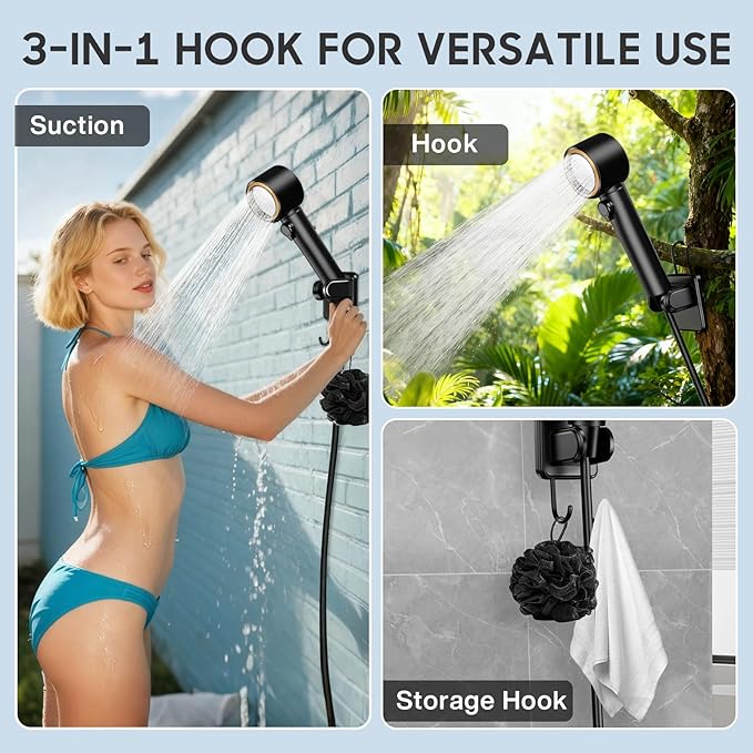 Portable Shower for Camping 8000mAh Rechargeable Camping Shower with 5 Adjustable Speeds 4 Spray Modes LED Display Kit for Hiking Travel Car Pet