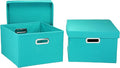 Household Essentials Fabric Storage Boxes with Lids and Handles Aqua