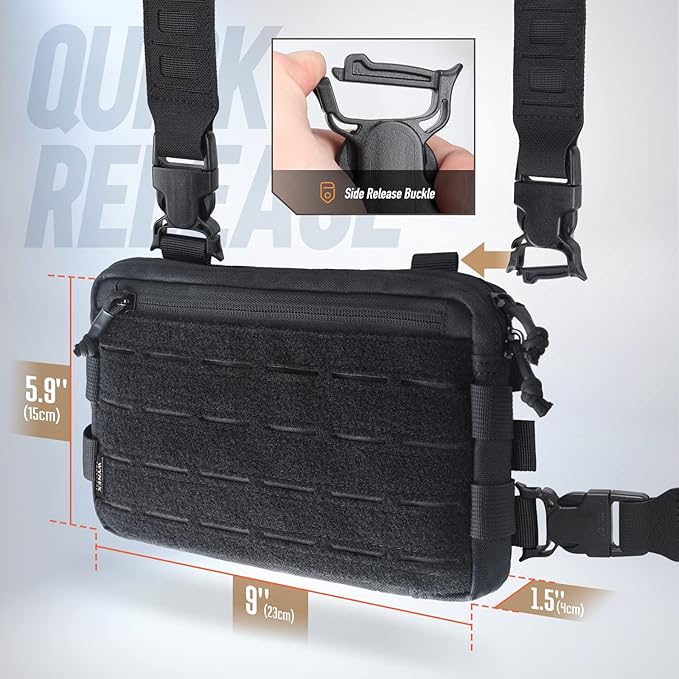 WYNEX Tactical Chest Rig Pack for Men Running Chest Bag with Front Loop Airsoft WYNEX Tactical Mag Pouch Molle Admin Pouch of Laser Cut