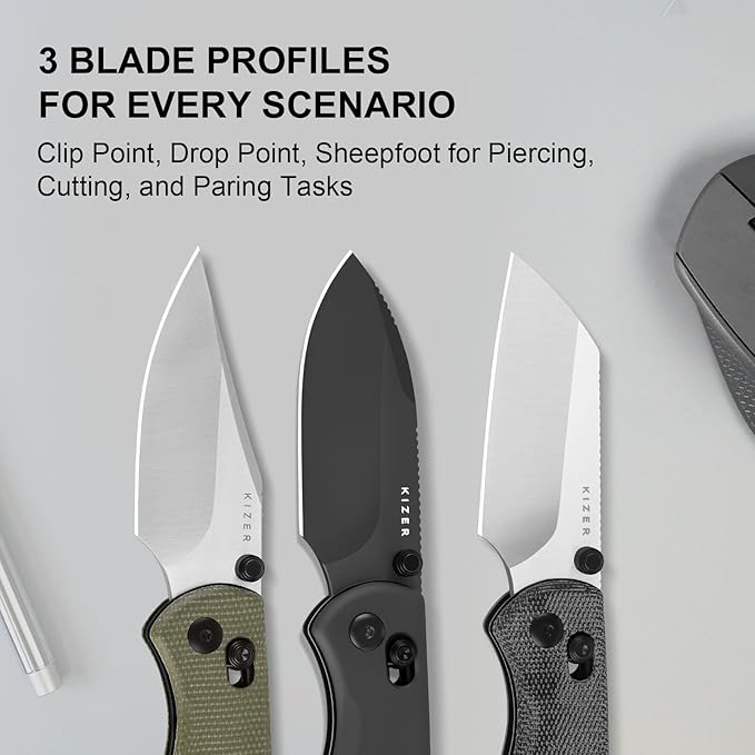 Kizer Drop Bear 2 Pocket Knife 2.84 Nitro-V Drop Point Blade Folding Knife with Gray Aluminum Handle Clutch Lock EDC Knives with Jimping on Spine for Men Women V3619.2KD2