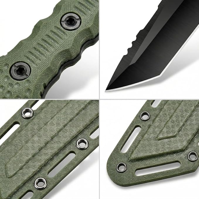 10.5 Fixed Blade Survival Knife with Protective ABS Sheath - High Hardness Stainless Steel Outdoor Knife - Ergonomic Non-Slip ABS Handle - Professional Utility Tool for Camping Hiking and Fishing