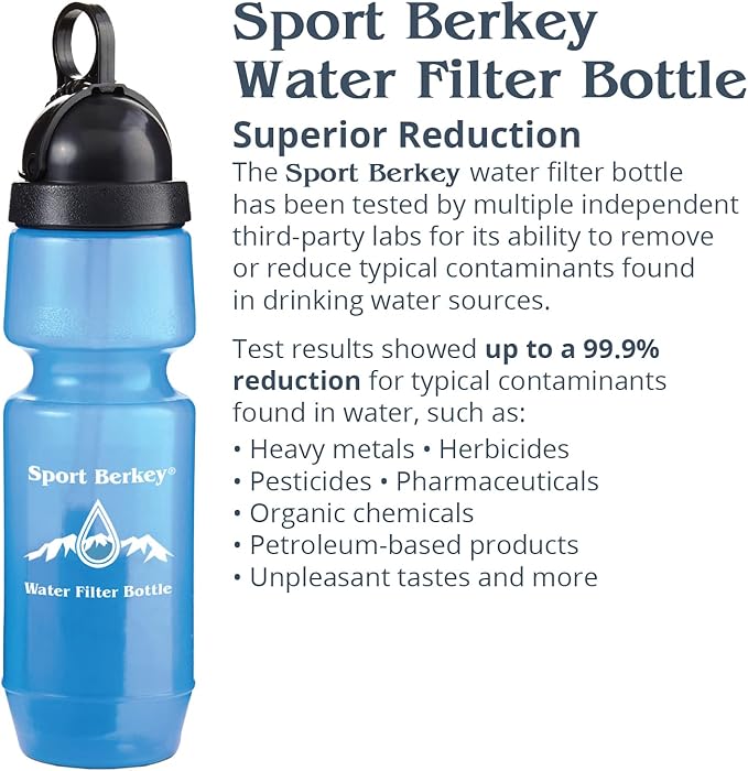 Berkey 2-Pack of Sport Water Filter Bottles Ideal for Everyday Use on the Go—Driving Sports Exercise Travel Home Work School and Play
