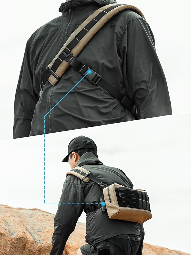 TACTICAL_GEEK L3 Pro EDC Crossbody Bag Chest Bag with Adjustable StrapDaily Carry Sling Pack Large Capacity Daypack Organizer for Camera Drones（T500 Coyote Tan）