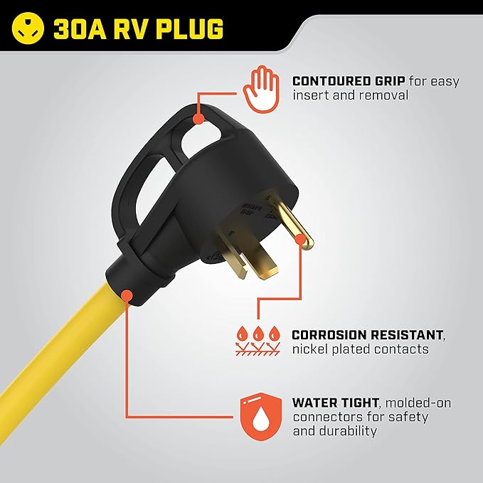 Champion Power Equipment 30-Foot 30-Amp 125-Volt RV Generator Power Cord (TT-30P to L5-30R)
