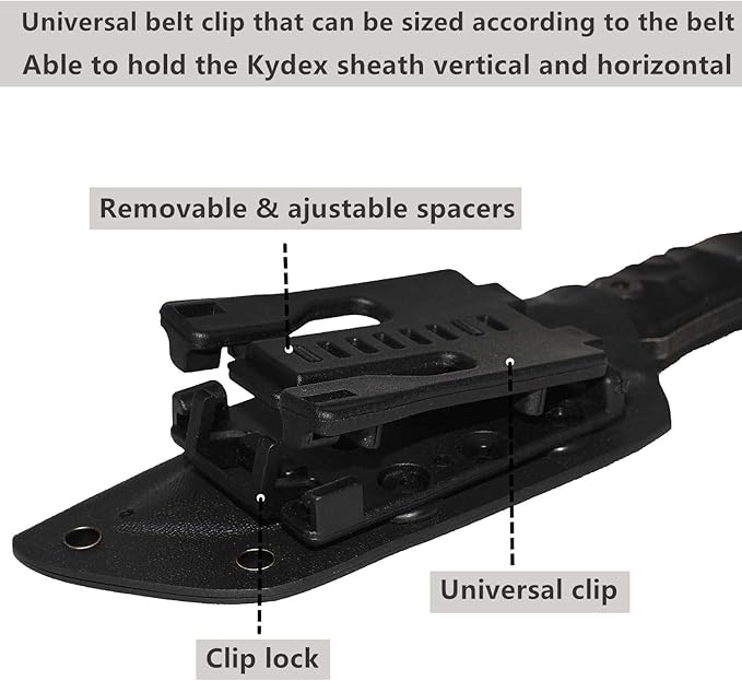 OERLA TAC OLK-032EK Outdoor Knife Fixed Blade Camping Hunting Survival Field Knife 420HC Full Tang Steel Blade with Kydex Sheath and EDC Tactical Belt Clip