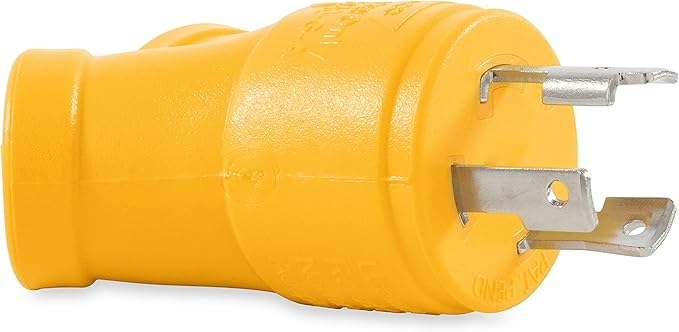 Camco PowerGrip Camper/RV 3-Prong Generator Adapter | Features a 30-Amp L5-30 End &amp (2) 15-Amp 5-15 Ends | Rated for 125 Volts/3750 Watts (55433)