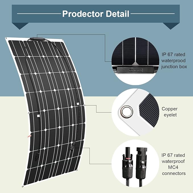 600W Solar Panel 12V Flexible Solar Panel 6pcs 100W Solar Panels Monocrystalline Suitable for Roofs Caravans Boats Solar Panels 600W