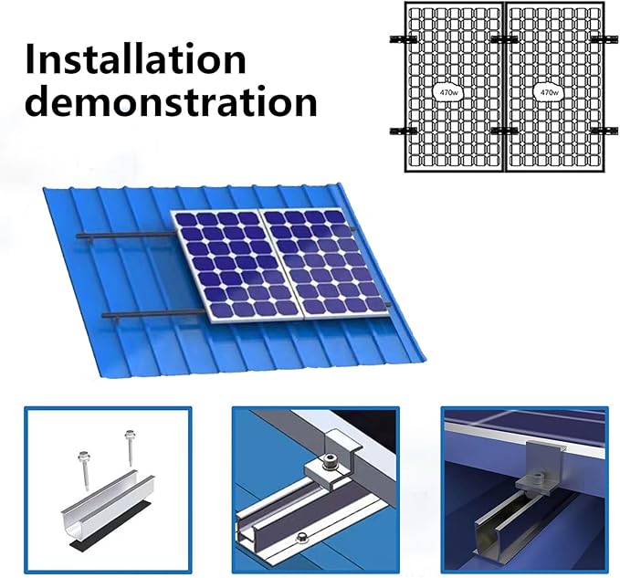 Solar Panel Bracket Kit - 10 Pcs Aluminium Mounting Rail 120mm Z-Bracket Set Center Clamps Solar Mounting Rail Connector for Metal Tin Flat Sheet Roofs