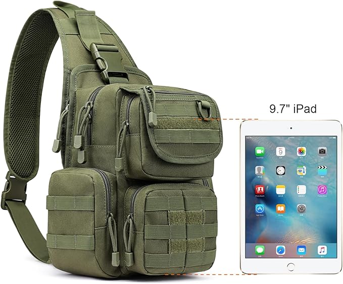 G4Free Tactical EDC Sling Bag Pack with Pistol Holster Sling Shoulder Assault Range Backpack Handgun Bag for Concealed Carry(Army Green)