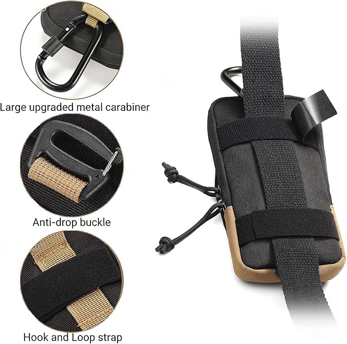 Cell Phone Pouch for Belt - Universal EDC Waist Bag with Secure Zipper Closure Tactical Molle Loop Belt Holder