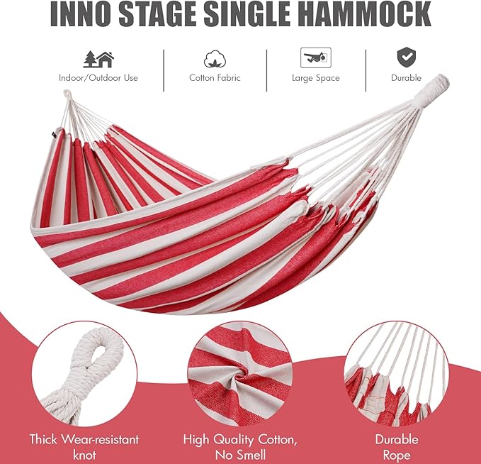 Brazilian Double Hammock 2 Person with Tree Straps Cotton Hammock with Carrying Bag - Woven Hammock for Patio Backyard Porch Outdoor and Indoor Use - Soft Cotton Fabric Hammocks