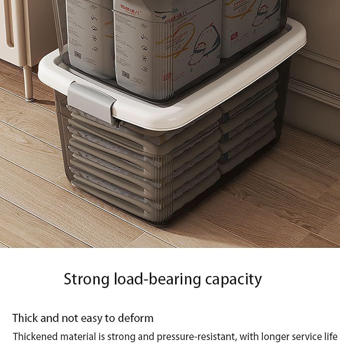 27 Quart Clear Latching Storage Box Large Plastic Lidded Storage Bin with Secure Handles Stackable Organizer Container for Home &amp Office White