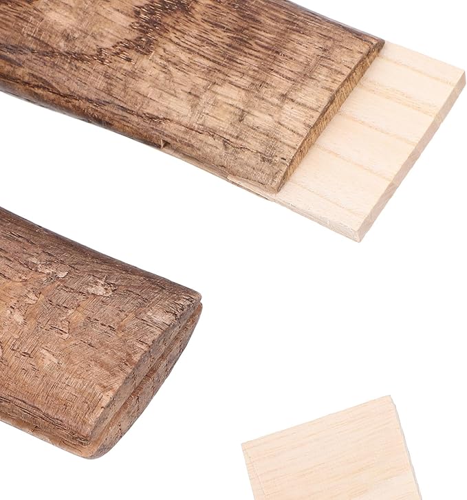 2Pcs Curved Solid Wood Axe Handles with Hanging Hole Short Wooden Tool Handles for Hatchet Replacement Sturdy Suitable for Camping and Outdoor Use