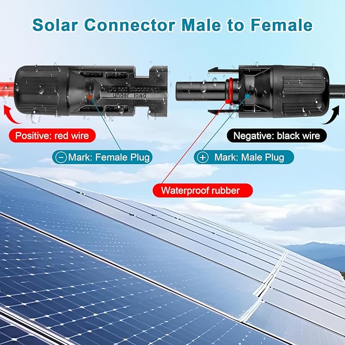 XRDS -RF Solar Panel to DC 8mm Adapter Cable 25FT Solar Connector to DC7909/8020 Male Plug Extension Cord 12AWG+14AWG Tinned Copper Wire Compatible with Portable Power Station