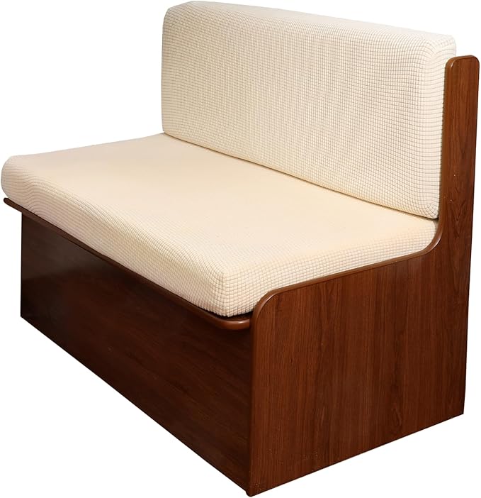 KRFOONN RV Dinette Cushion Covers Stretch Sofa Seat Slipcovers Replacement Camper Cushions Cover Washable Couch Cushion Slipcovers for RV Camper Car Bench(1 Backrest Cover &amp 1 Bench Cover Beige)