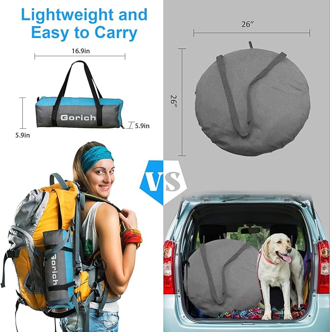 Gorich Beach Tent Sun Shelter with UPF50+ UV Protection for 1-2/3/4-5/6-7 Person Lightweight &amp Portable Beach Shade Canopy with 2 Zippered Doors Easy Setup Family Beach Umbrella