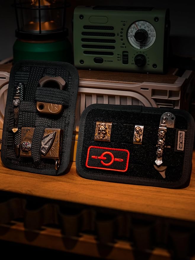 TACTICAL_GEEK TCM2 Mini EDC Organizer Board Anti-Slip Elastic Woven BoardBag Insert Panel for Small Gear Backpack Accessories for Everyday Necessary Gadget (Black)