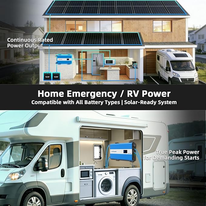 2080W Pure Sine Wave Power Inverter - 30dB Ultra Quiet 6000W Surge Game-Changing Design | 12V to 120V AC Converter for Home RV Camping Off-Grid &amp Outdoor Adventures