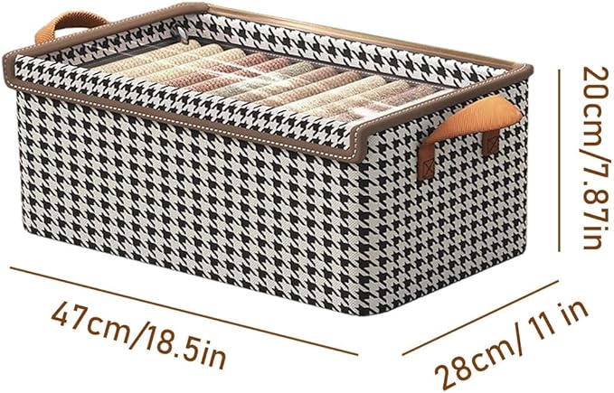 4PCS Foldable Storage Box with Lid - Extra Large Fabric Closet Organizer for Clothes 18.5x11x7.9 Inch Canvas Bin Collapsible Design for Bedroom Shelf Closet Underbed (Black &amp White)