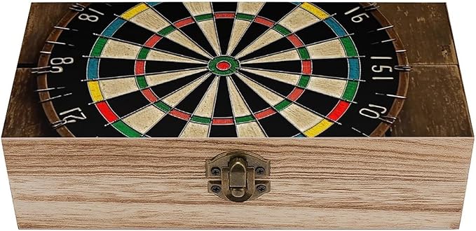 Wood Storage Box with Lid Dart Board Wooden Box Storage Box For Home Decoration Perfect for Souvenirs