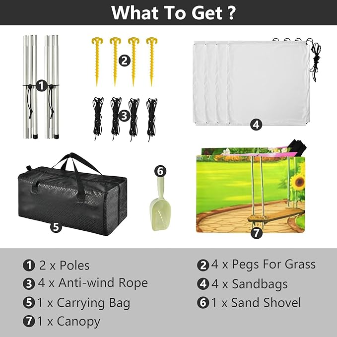 Beach Canopy with Windproof Ropes &amp Sandbags Beach Tent Sun Shade Sun Shelter for Camping Trips Fishing Backyard Fun or Picnics Landscape