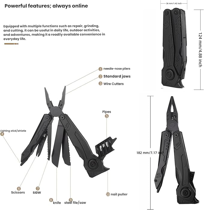 Multi Tool 10-in-1 Full-Size Lightweight EDC Camping Knives &amp Tools Tactical Gear Mens Gifts Ideas Gifts for Hunters Men who have Everything (4-Piece Set）