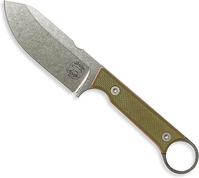 White River Knives Firecraft 3.5 Pro Fixed Blade Knife 3.5 Drop Point CPM MagnaCut Stonewashed Blade G-10 Handle Green