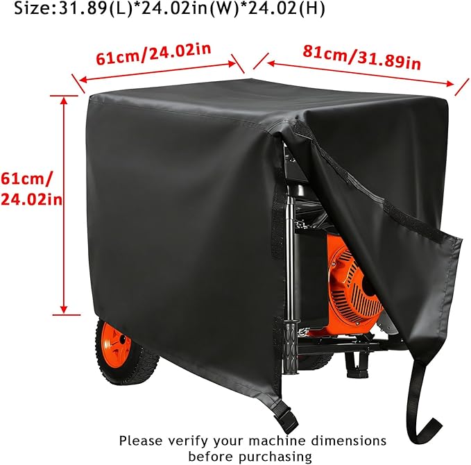 KIKITE 5000-9000 Watt Waterproof Universal Generator Cover Compatible with Champion 389cc 420cc Firman Predator 5500w 7500w 9000w Outdoor Portable Generators Storage Cover Black(31.89*24.02*24.02in)