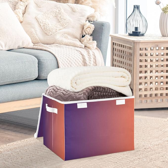 Purple Brown Gradient Storage Container with Lid Collapsible Bedroom Storage Clothes Storage Containers for Home