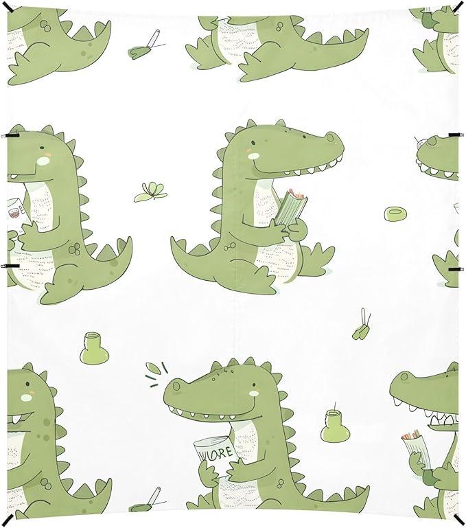 ALAZA Cartoon Crocodile Beach Tent Sun Shelter UPF50+ Protection Beach Shade Canopy w/ 4 Sandbags for Outdoor Camping Fishing Backyard Fun Picnic 10x9 ft