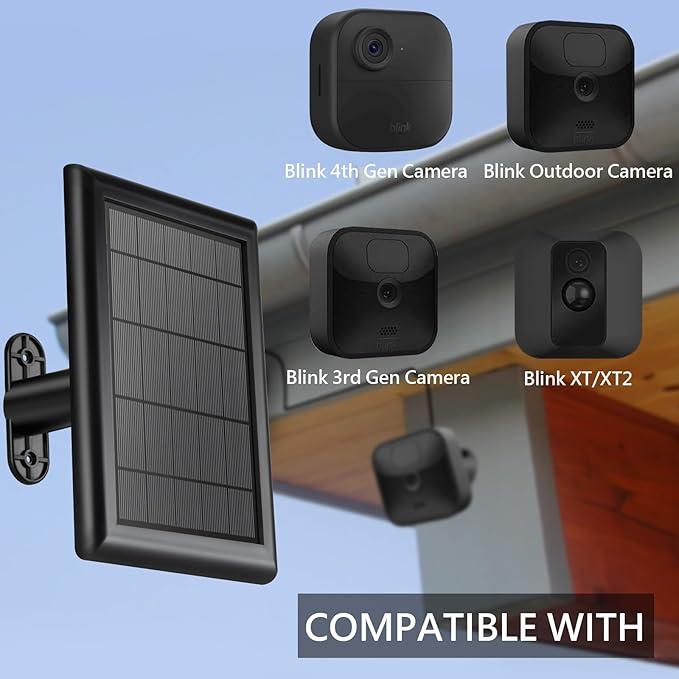 5W Solar Panel Charger with 3500mWh Internal Battery Compatible with Blink Outdoor 4 (4th Gen)/Blink (3rd Gen) XT3 &amp Blink XT/XT2 Camera10Ft Outdoor Power Cable and Adjustable Mount (2Pack-Black)
