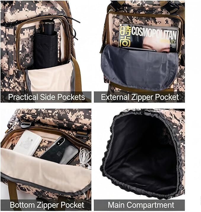 80L Camping Hiking BackpackMolle Military Tactical Rucksack BackpackWaterproof Lightweight Hiking Backpack for Outdoor (City Camo 80L)