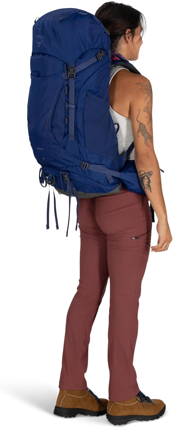 Osprey Kyte 48L Women's Backpacking Backpack - Hiking &amp Camping Bag with Waterproof Raincover Serenity Blue X-Small/Small
