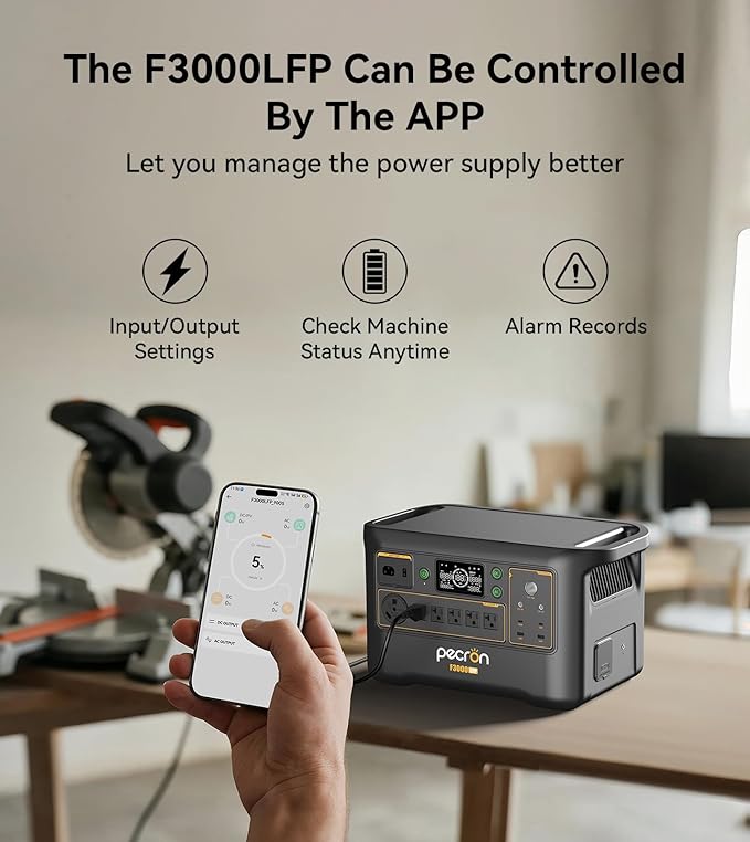 Pecron Portable Power Station F3000LFP with Cart Kit 3072Wh Solar Camping Generator 3600W Solar Generator for RV Home Use CPAP