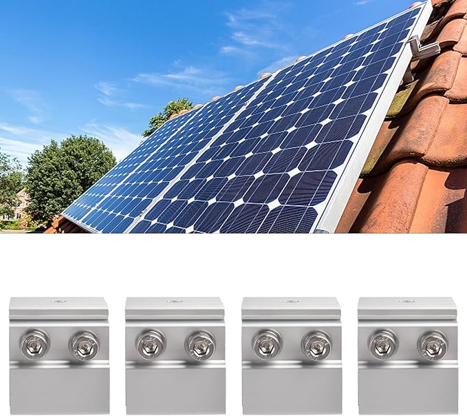 4Pcs Solar Panel Mounting Standing Seam Clamp Aluminum Roof Mount Bracket Pre-Assembled Standing Seam Roof Clamp For Solar Panel Mounting Bracket Hardware For Rooftop Photovoltaic Installation
