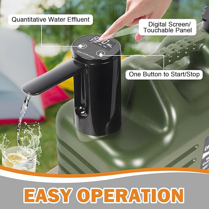 5 Gallon Water Jug with Electric Water Dispenser 2000mAh Automatic Type-C Rechargeable Water Pump BPA Free Camping Water Container Tank No Leakage