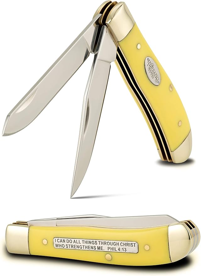 Shields of Strength Stainless Steel Double Blade Pocket Knife-Phil. 4:13