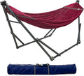 Tranquillo Adjustable Hammock Stand Collapsible Camping Hammock with Stand 600 lbs Capacity Hammock Stand for 2 Persons Foldable Sturdy Noiseless Stand for Active Life Carry Bag Included Red