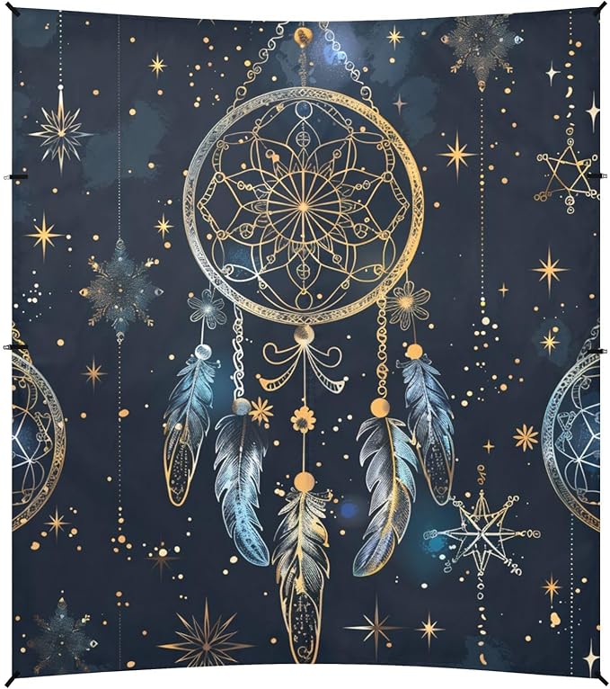 ALAZA Dreamcatcher Doodle Mandala Stars Beach Tent Sun Shelter Portable Canopy Sunshade for Outdoor Camping Picnics Backyard Fun 10x9 ft