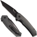 Tactical Pocket Knife - EDC Folding Knife with 440C Stainless Steel Tanto Blade Black Coated Gray Aluminum Handle Liner Lock &amp Deep Carry Clip for Men Outdoor Survival Camping Valentine's Gi