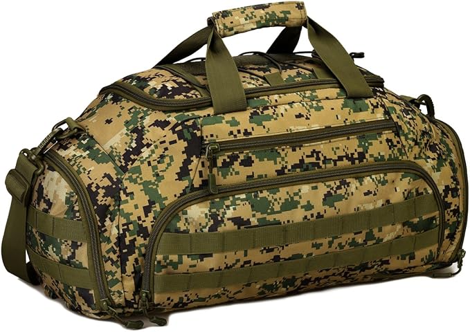 UNISTRENGH 3-Ways Tactical Military Nylon Men Holdall Weekend Travel Duffel Bag Backpack Messenger Shoulder Bags Rucksack Handbag (Jungle Camouflage)