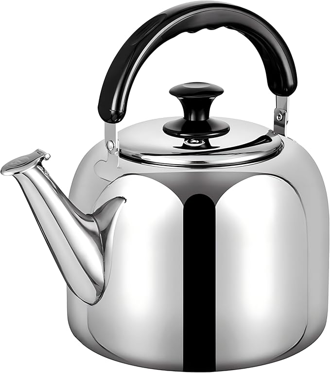 Whistling Stovetop Tea KettleFood Grade 316 Stainless SteelHot Water Fast to BoilStovetop Kettle with Ergonomic Handle4.2 Quart Capacity