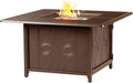 Oakland Living Square 42 in. x 42 in. Aluminum Propane Fire Pit Table with Glass Beads Two Covers Lid 57000 BTUs in Brown Finish